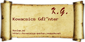 Kovacsics Günter névjegykártya